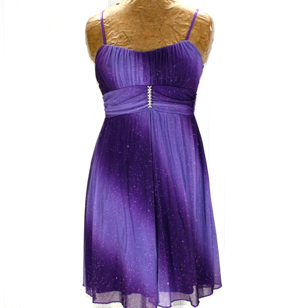 Ruby Rox Formal purple shiny ombre sleeveless dress